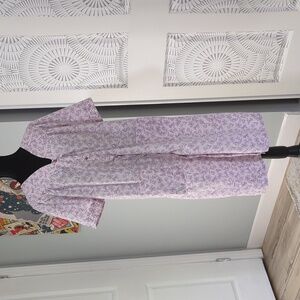 Vintage 80s Purple Floral Snap Button Robe With Pockets